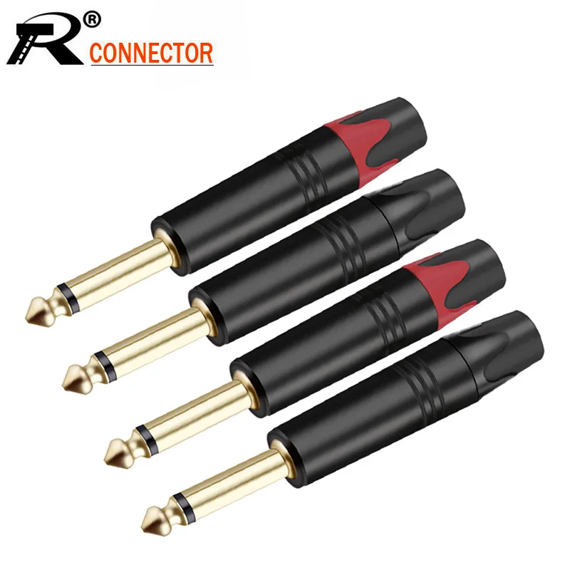 10pcsPCS Mono Jack 6.35MM Connector 1/4 Inch 6.3MM Male Plug Soldering Wire Gold Plated Brass Microphone Connecto | Обустройство дома