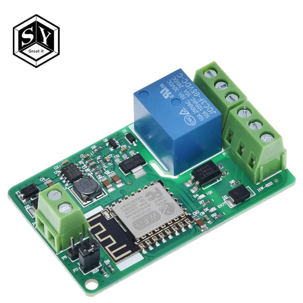 Зеленый ESP8266 релейный модуль 10A 220 в сетевой WIFI вход DC 7 В ~ 30 4 слойная плата TV