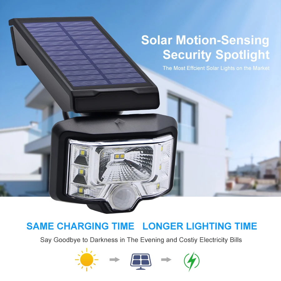 

Outdoor Solar LED Lights 360 Degree Rotatable Motion Sensor Waterproof Spotlights For Wall Yard Garden Garage Driveway