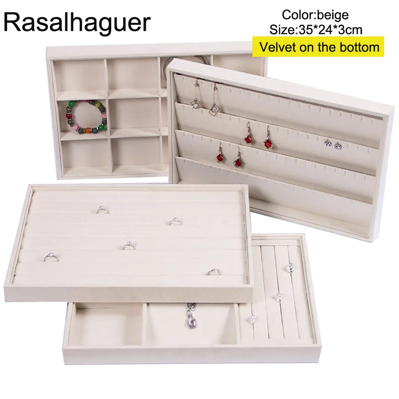 2020 Suede Nap Fabric Velvet Back Jewelry Box Ring Necklace Pendant Bracelet Earring Organizer Tray Stuff Jewellery Storage Box