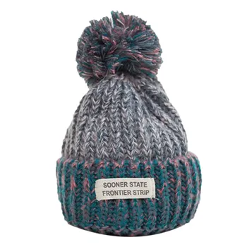 

Winter Hat Hairball Hat Women Thick Women Hat Girls Caps Knitted Beanies Cap Wool knitted wool ball fur pompons for hats