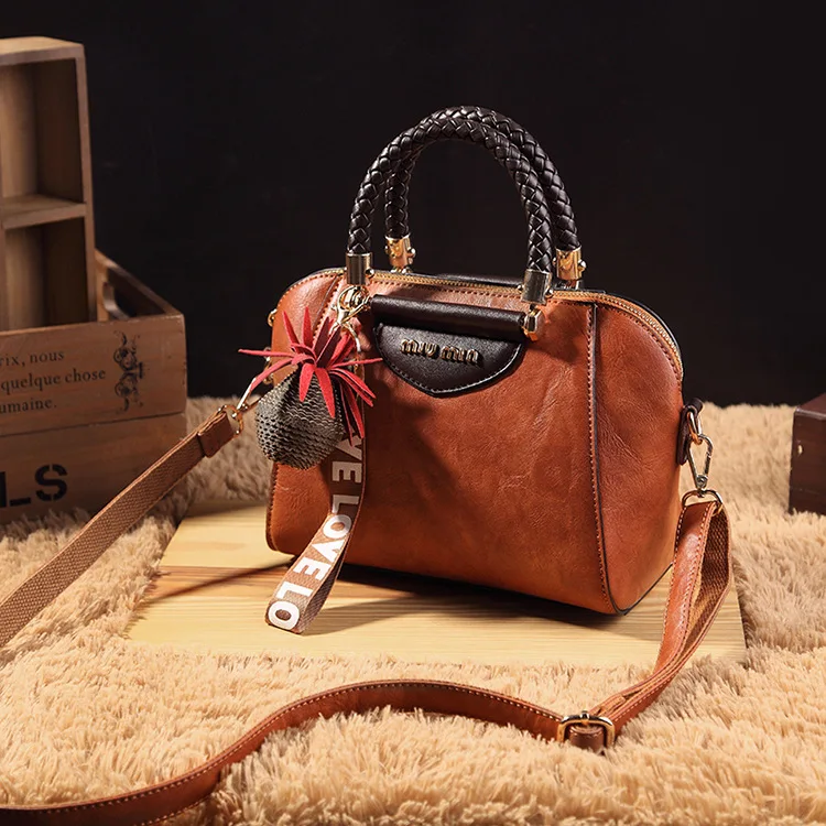 

2020 New Style Genuine Leather Weaving Handbag Europe And America Hundred Arch Contrast Color Shoulder WOMEN'S Bag
