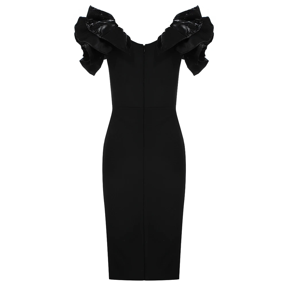 Высококачественное черное Бандажное платье с v-образным вырезом, элегантное вечернее платье