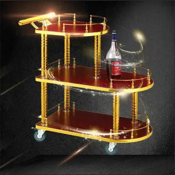 

Steel-wood three-tier service car restaurant dining car Delivery dessert car hotel cart wine trolley