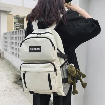 

2020 New Solid Color Oxford Backpack For Women Multi-Pocket School Bag For Teenage Unisex Large Capacity Travel Backpack