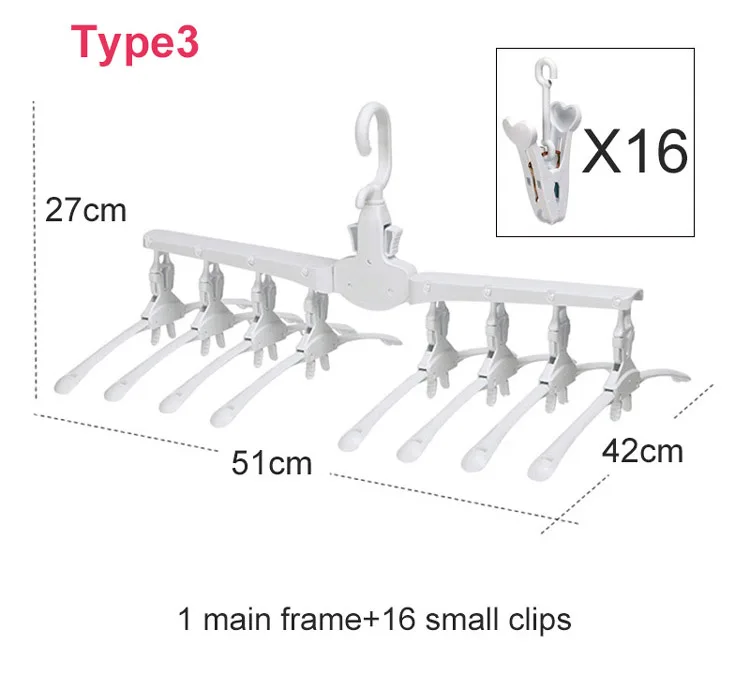 Rotate Anti-Skid Folding Hanger Plastic Drying Rack Magic Clothes Hangers Space Savers Organizer Multi Functional Adult White (25)