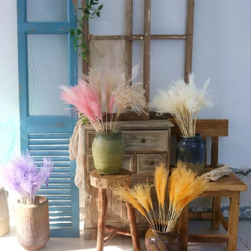 15 шт./набор, 3 цвета, Натуральные Сушеные маленькие Пампы, свадебные, домашний декор, тростниковая трава, сушеные натуральные Phragmites, цветы, букеты