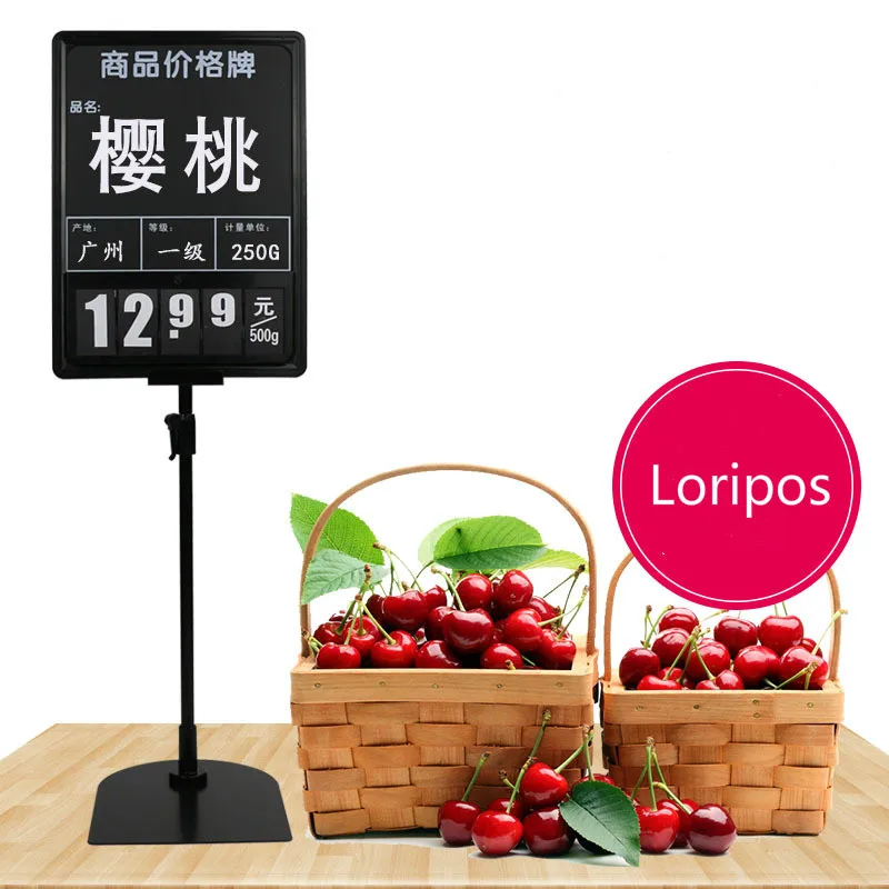 

Black Metal Desktop Advertising Display Stands ABS Supermarket Plastic Poster Frame Stand