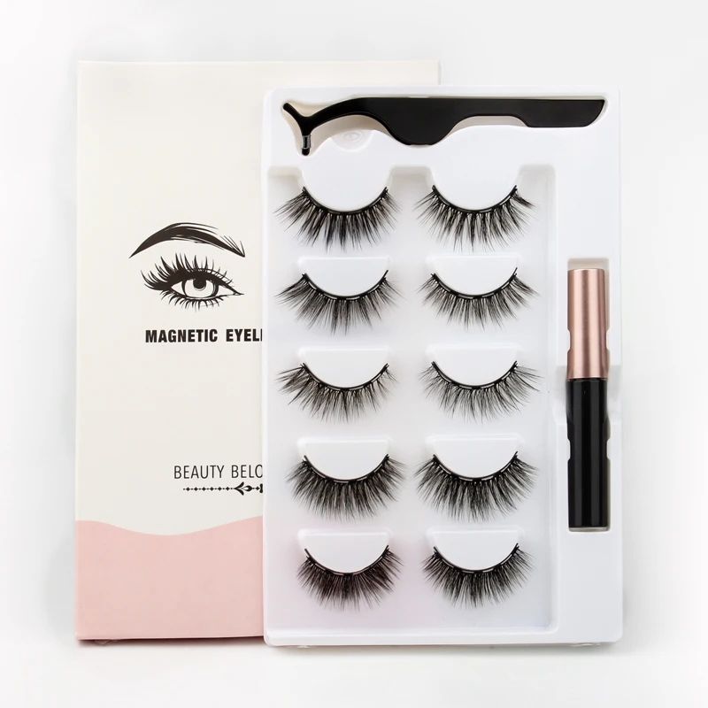 Fake eyelashes 1/3/5/10 pairs Magnetic Eyelashes Mink EyeLashes Magnetic Eyeliner Lashes soft false lashes handmade eyelash makeup set