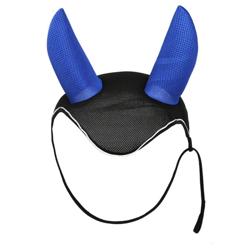 Horse Fly шапка-маска сетчатые маски с ушками протектор для верховой езды дышащий сетчатый чехол для конного спорта - Цвет: black