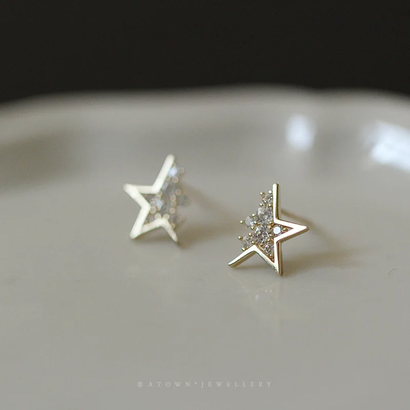 925 Sterling Silver French Creative Broken Star Stud Earrings Women Pavé Crystal Fashion Trend Party Jewelry Accessories - Image 6