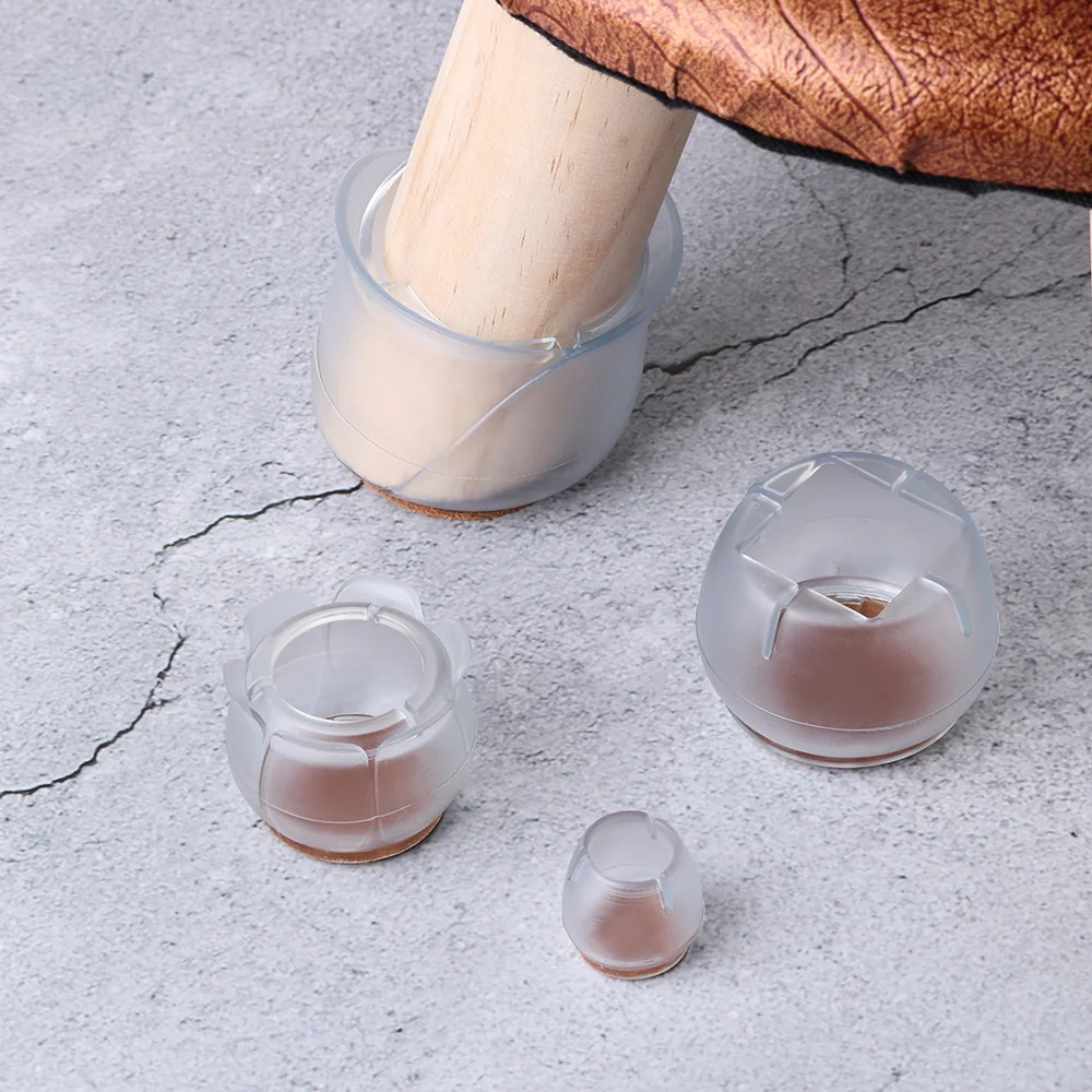 

4Pcs Chair Leg Caps Assorted Round Square Rectangle Silicone Floor Protector Furniture Table Feet Covers Non-Slip Cups