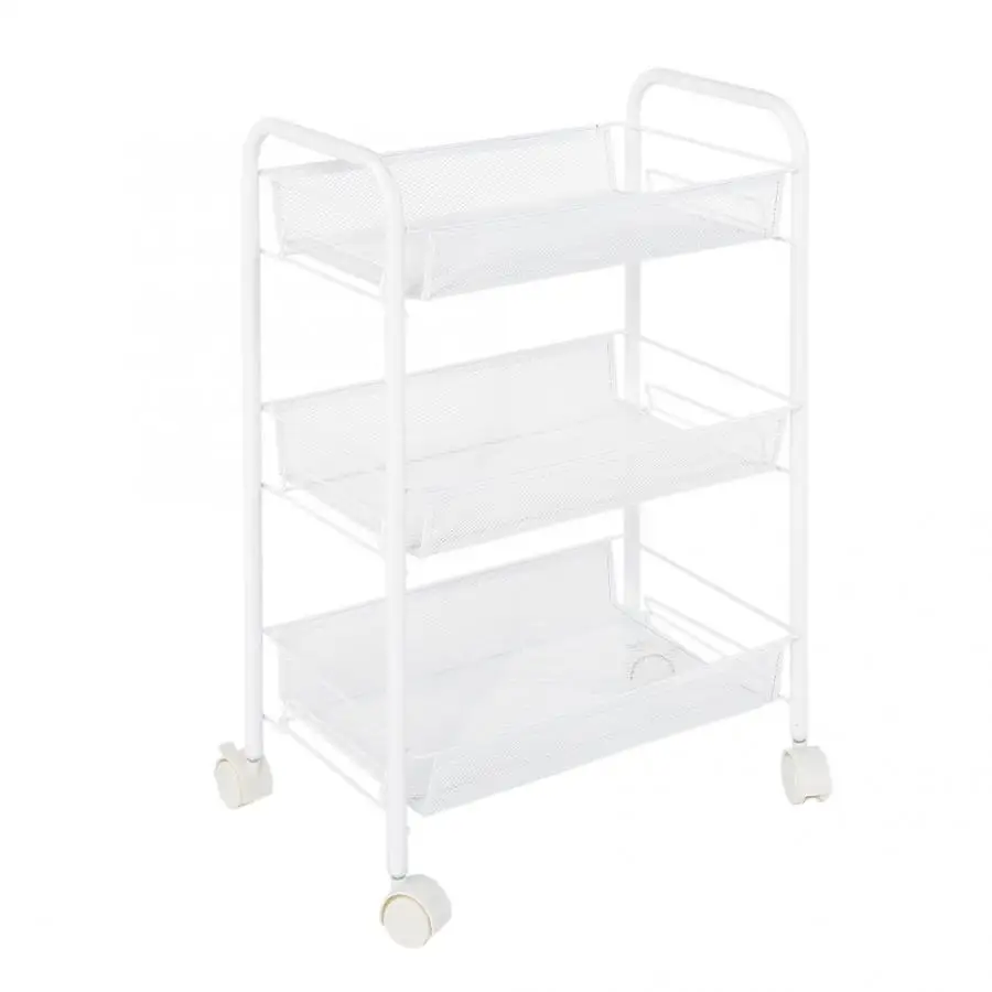 

3 Tiers Metal Rolling Wheel Storage Rack Trolley Cart for Hair Salons Beauty Salons Storage Cart Hair Stying Tool