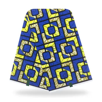

100% Cotton Real Ankara Print wax Fabric Veritable 2020 Hot Sale Blue Print Wax Cloth 6 Yards For Patchwork Y819-49