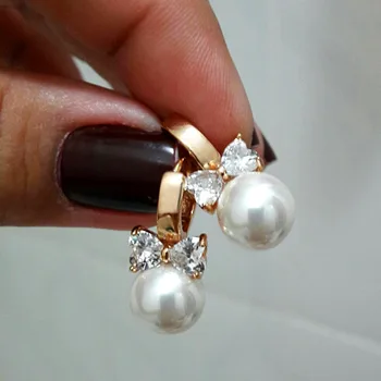 Freshwater Pearls Earrings Women Crystal Gift Hand Made Pearl Earings African Gold Hoops Bijoux Perle Brincs Ouro Kolczyki E0310
