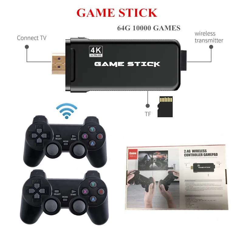 

4K HDMI Video Game Console Built in 10000 Classic Games Mini Retro Console TWO Wireless Controller HDMI Output TV Game Console