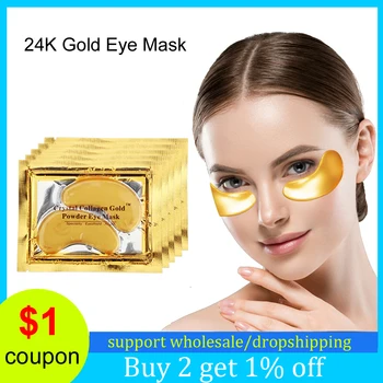 

24K Gold Crystal Collagen Eye Mask Patch Fades Fine Lines Dark Circles Wrinkle Anti-Aging Eye Skin Care