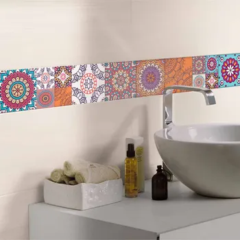 

1 Roll Retro Tile Stickers Kitchen Waterproof Wall Stickers Bathroom Self Adhesive DIY Wall Decals E2S