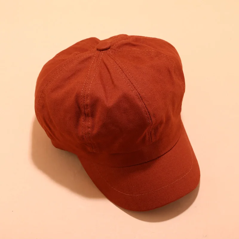 Хлопоковый берет шапки кепки для женщин модная гладкая шляпа зима осень винтажная восьмиугольная кепка шапки для девочек Однотонные малярные шляпы