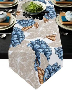 

Beige Flower Floral Table Runner Wedding Table Decoration Flower Cake Tablecloth Dining Table Decoration for Banquet