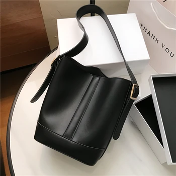 

Burminsa Korean Style Bucket Wide Strap Shoulder Bags Women Casual Large Capacity Shopper Bags High Quality Crossbody Bags 2020