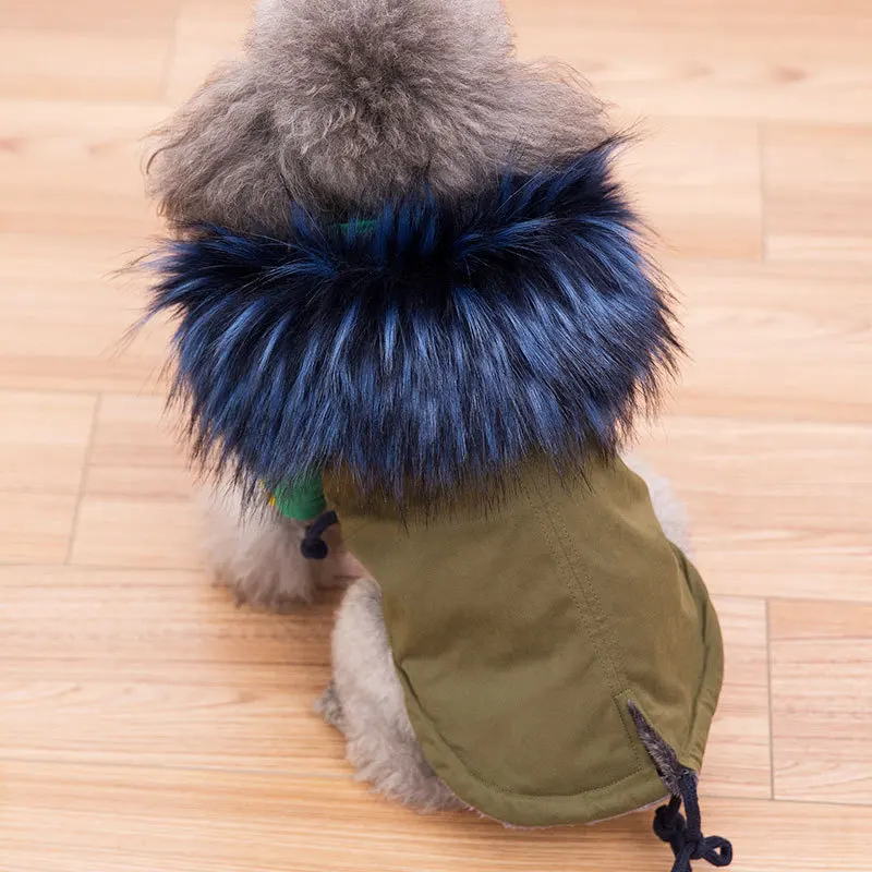 

Dog Clothes Winter Fur Collar Pet Coat Teddy Four-legged Pet Clothing Small Dog Puppy Bichon Thick Warm Autumn And Winter