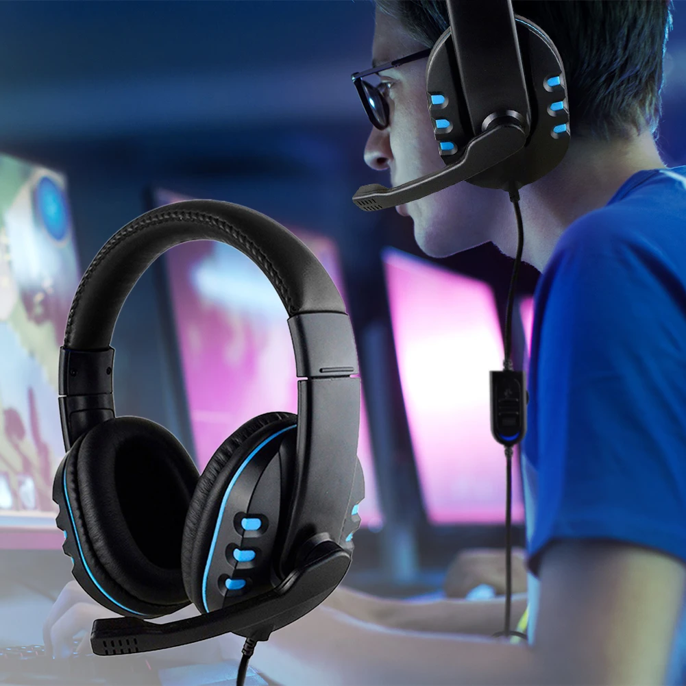 Gaming Headphone 3 5mm Wired Deep Bass PC Gamer Over Ear Headset with Mic