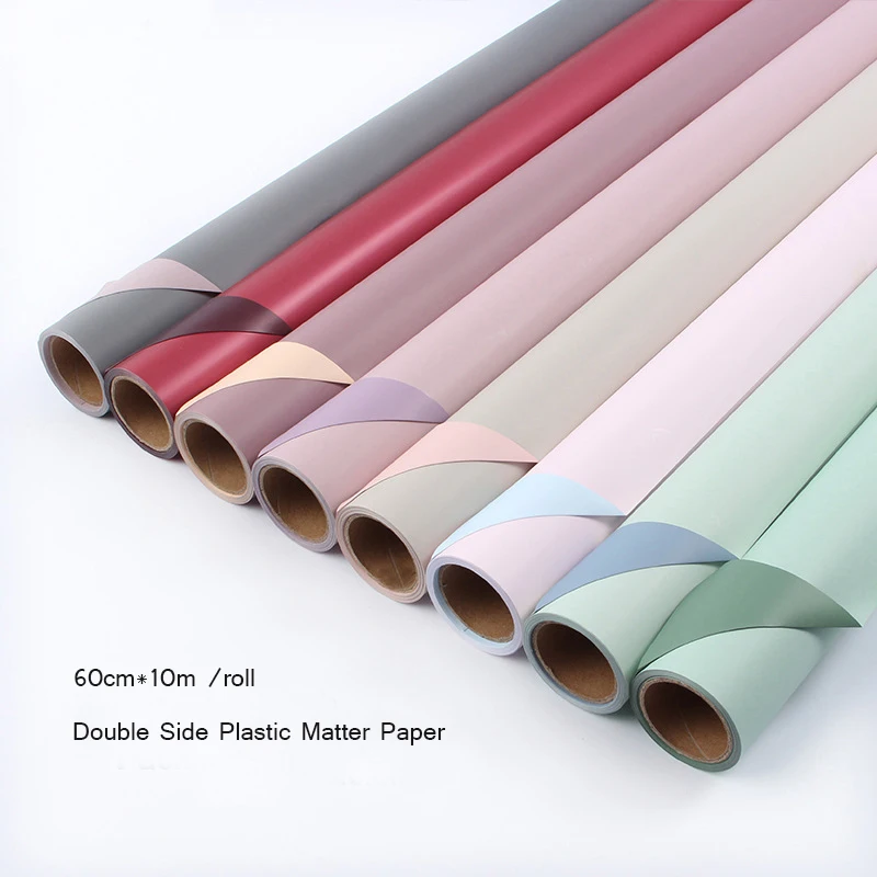 

Waterproof Matte Flower Wrapping Paper Roll Two-tone Florist Bouquet Floral Gifts Packaging Material Wedding Decor 60cm*10m