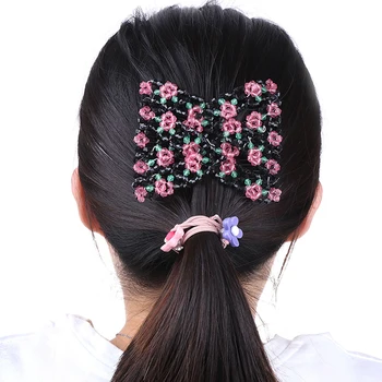 

Vintage Flower Bead Stretchy Hair Combs Double Magic Slide Metal Comb Clip Hairpins For Women Ladies Hair Accessories Gift