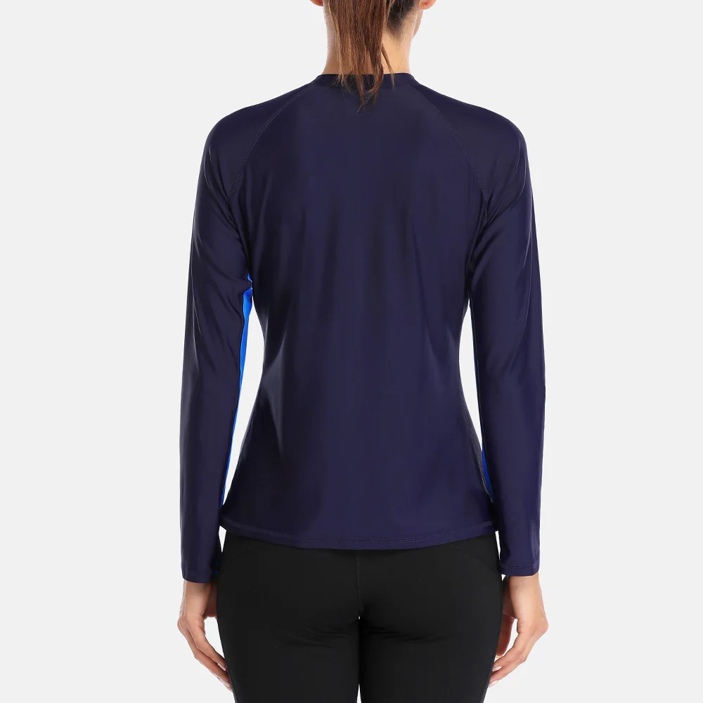 Charmleaks Women Long Sleeve Zipper Rashguard Swimsuit Surfing Top Rash Guard Zipper UPF50+ Running Shirt Biking Shirt Swimwear