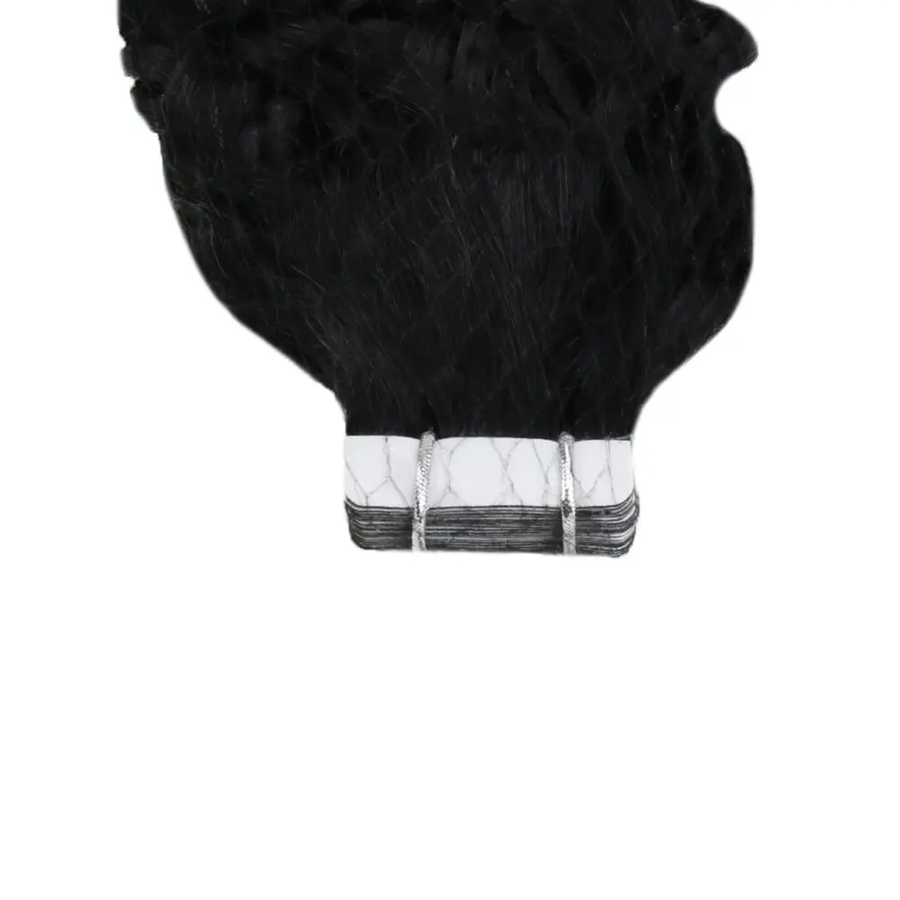 Ugeat Natural Wave Tape in Real Human Hair Extension 14-24inch Machine Remy Hair Skin Weft Wavy Tape Hair Extension