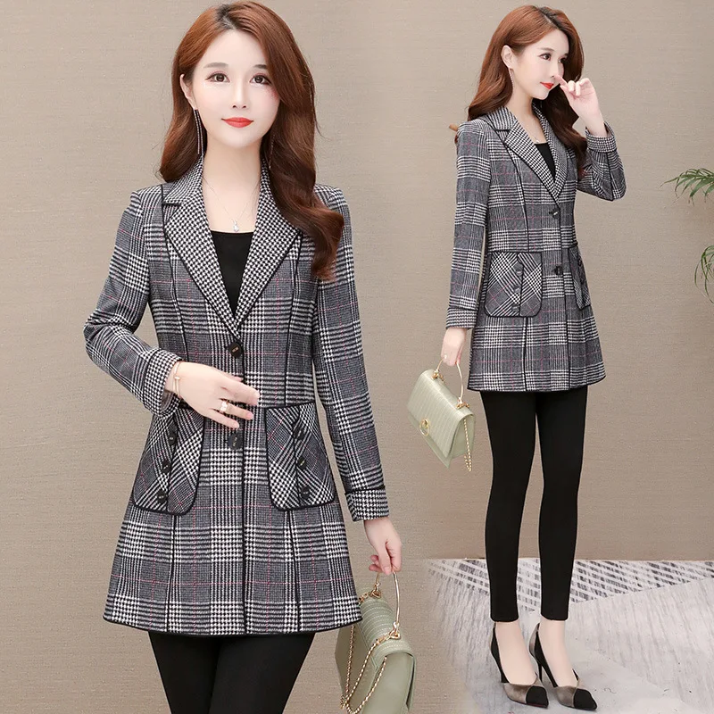 

2019 Autumn Fashion Glorious Elegant Pattern Suit Collar Single Breasted Long Sleeve Versatile Slim Fit Small Suit Coat