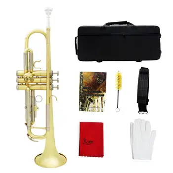 

Gold & Silver Two-tone Trumpet Bb Flat Brass Gold-painted with Storage Case Cleaning Brush Gloves