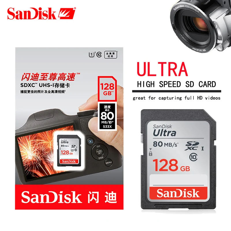 Карта памяти SanDisk SDHC/SDXC sd карта 16 ГБ 32 64 128 класс 10 UHS I флэш Ultra для HD