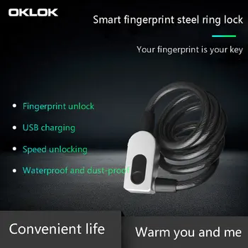 

Fingerprint Bike Lock Set USB Rechargeable Smart Keyless Quick Unlock Fingerprint Lock Waterproof Anti-Theft Lock