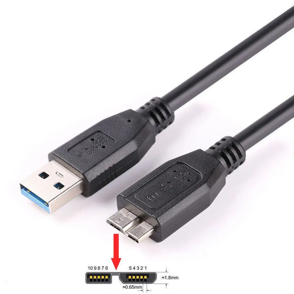 Высокоскоростной Micro USB3.0 кабель 1 шт. USB3.0 type A к Micro B провод для Samsung S5 жесткий диск черный