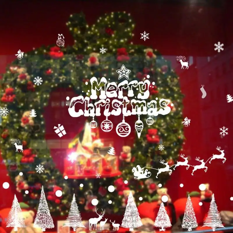 

1PC Christmas Decoration Window Glass Sticker Home Shops Display Window Stickers For Christmas Decor