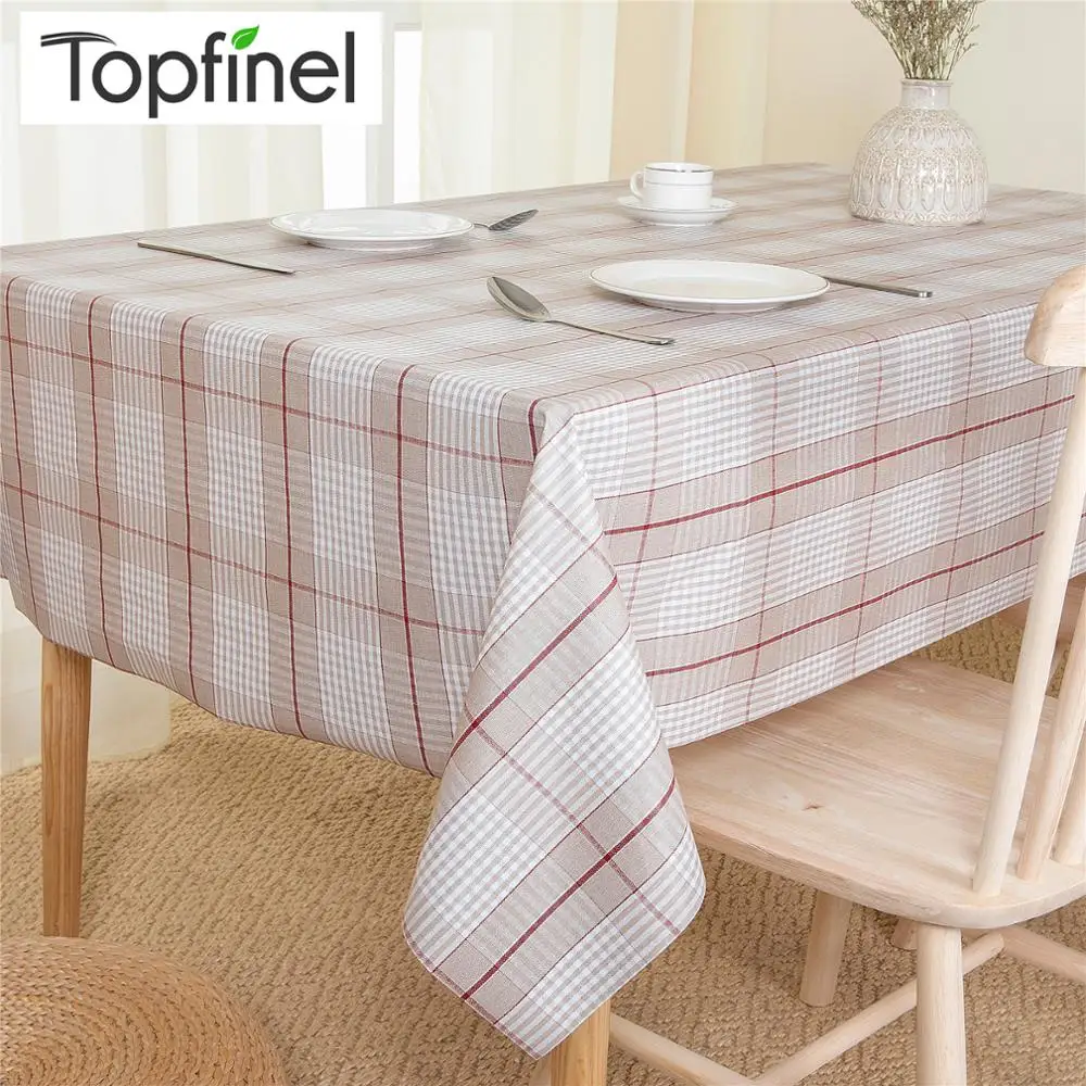 

Topfinel Table Cloth PVC Waterproof Oilproof Rectangular tablecloth Coffee tablecloth Kitchen modern Plaid Table Customizable