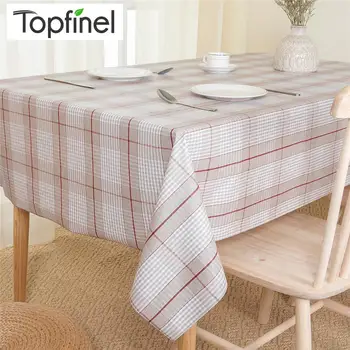 

Topfinel Table Cloth PVC Waterproof Oilproof Rectangular tablecloth Coffee tablecloth Kitchen modern Plaid Table Customizable