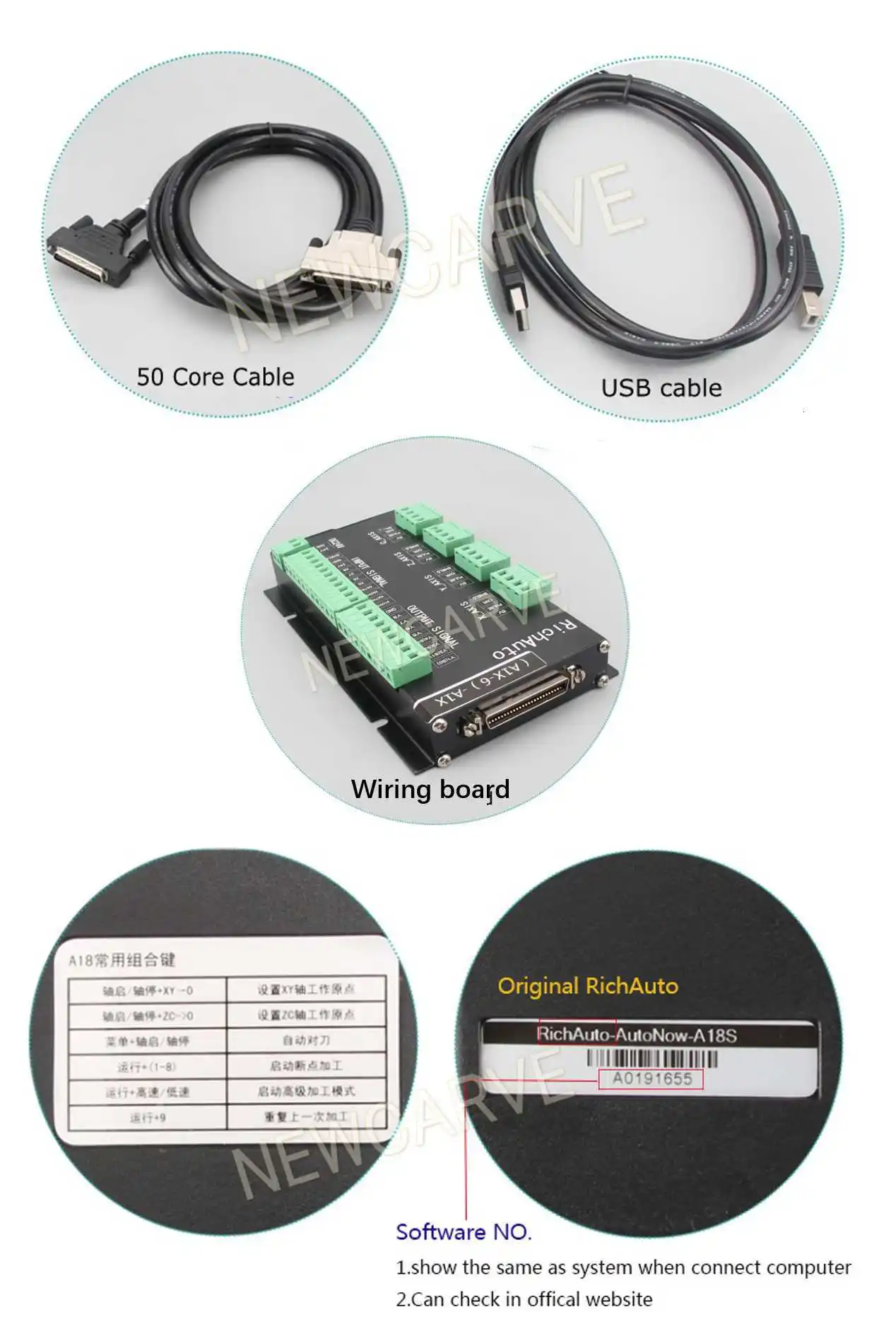 Richuto DSP A18 4 оси ЧПУ контроллер A18s A18e USB связь система управления движением руководство для ЧПУ маршрутизатор NEWCARVE