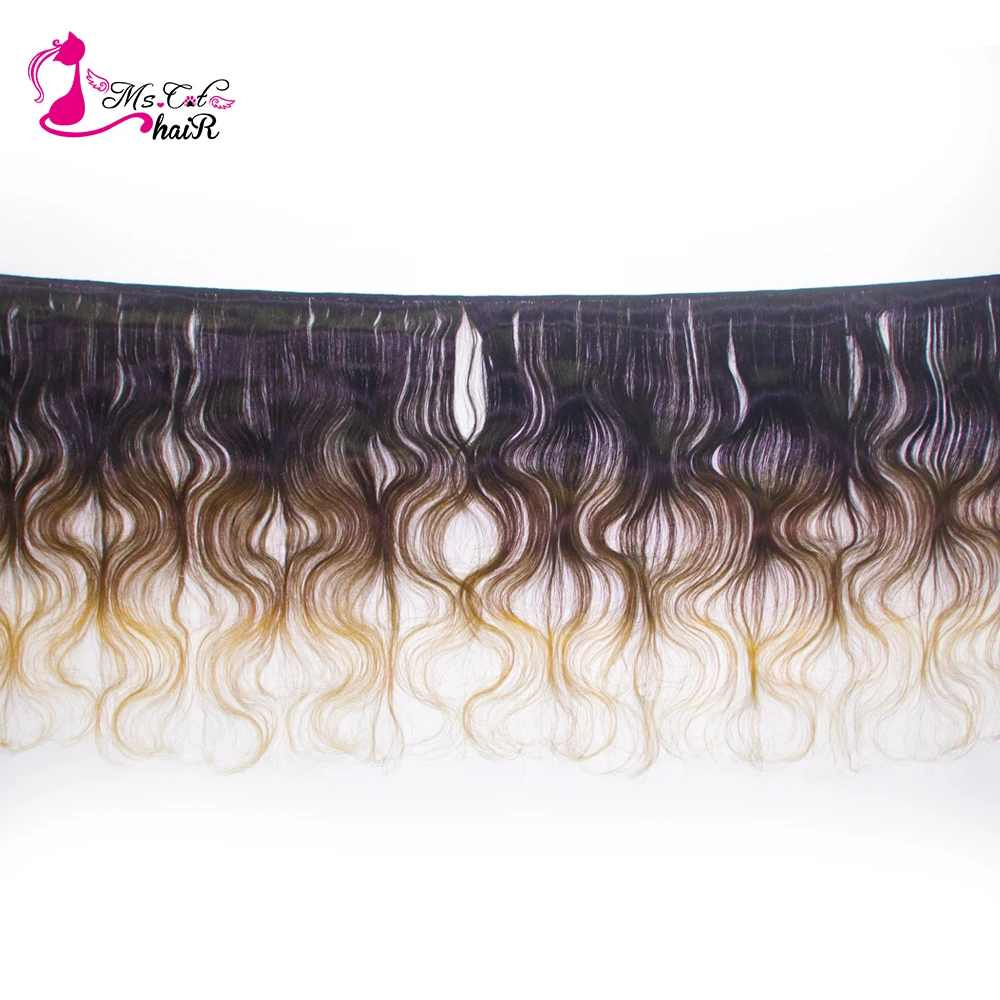 Ms Cat Hair Ombre Бразильские волосы Объемная волна 4 пучка 1B / 4/30 Пучки человеческих