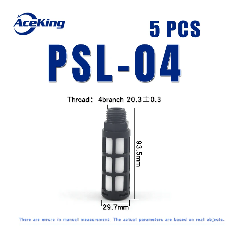 5 шт. пневматический пластиковый глушитель для быстрого выхлопа, звукопоглощающий фильтр для подавления шума 1/" 1/4" 3/" 1/2" резьба - Цвет: PSL-04 black 5 pcs