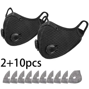 

2PCS Men Cycling Face Mask Activated Carbon Sport Half Face Shield Washable MTB Bike Bicycle Masks Cover With 10PCS Filter