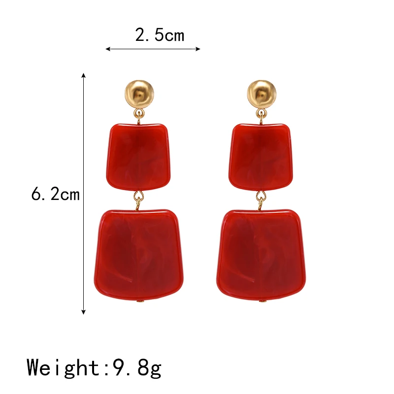 Корейские акриловые серьги Геометрические Квадратные Висячие для женщин модные