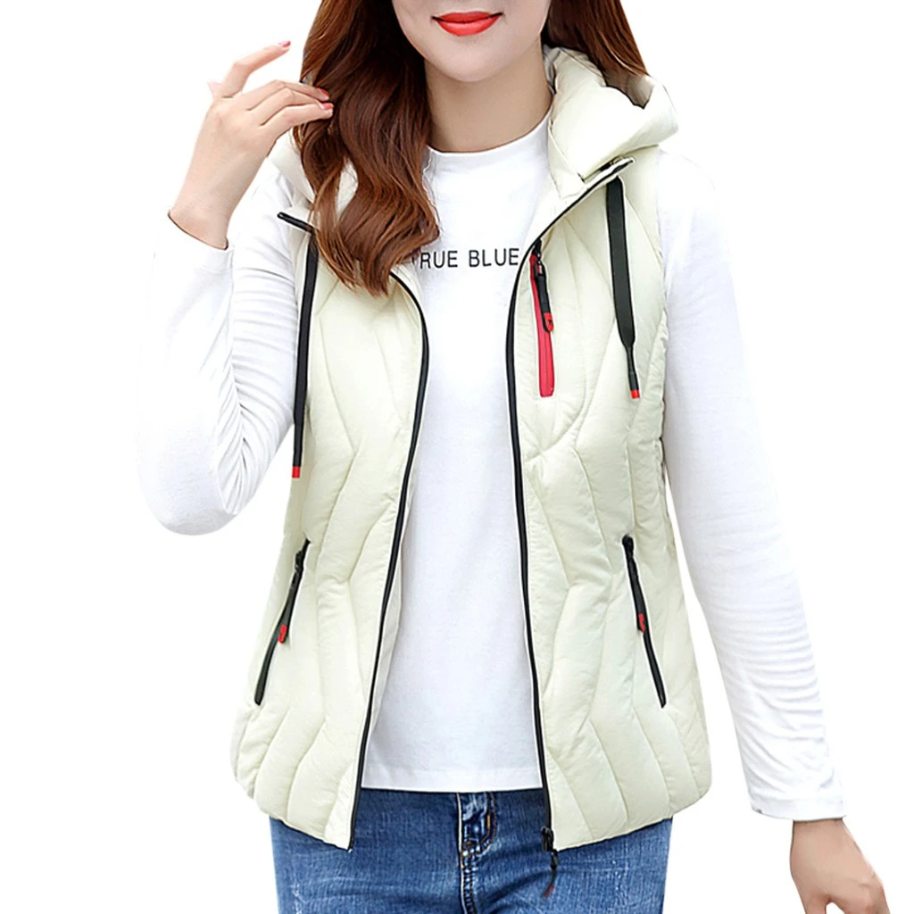 JAYCOSIN Spring Fashion New Brand Autumn Slim Velvet Women Jacket Warm Cotton Hooded Winter Warm Jacket Motorcycle Vest 906 - Цвет: WH