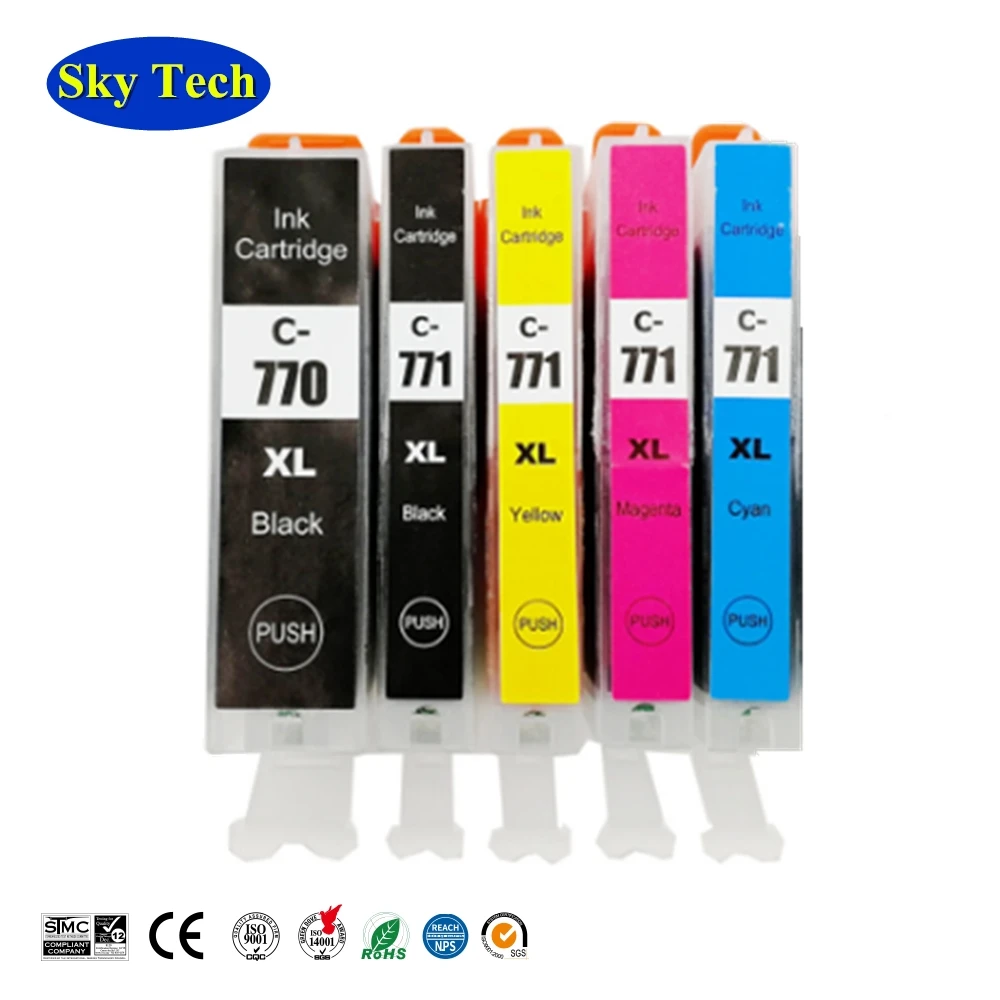 

Совместимые чернильные картриджи 5PK, подходят для PGI770 CLI771 pgi-770, подходят для canon PIXMA MG5770 MG6870 MG7770 и др.