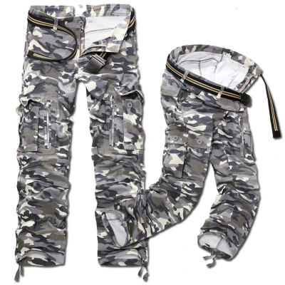 012 Gray Camouflage LIFENWENNA, новинка, хорошее качество, военный камуфляж, брюки карго, мужские, хит, камуфляж, хлопок, для тренировок, мужские брюки, весна-осень - Цвет: 012 Gray Camouflage