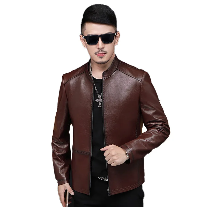 

Genuine Leather Jacket Sheepskin Leather Jackets Mens Clothes 2020 Spring Autumn Coat Stand Collar Leather Jacket