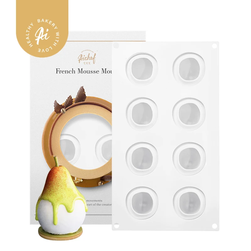 

AiChef 8 even stereo pear shape mousse silicone cake baking mold fruit mousse mold sandblasting