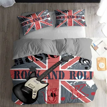 

HELENGILI 3D Bedding Set Guitar Print Duvet Cover Set Bedcloth with Pillowcase Bed Set Home Textiles #JT24